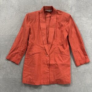 Vintage One Resource Linen Blend Blazer Women Large Orange  Boho Academia